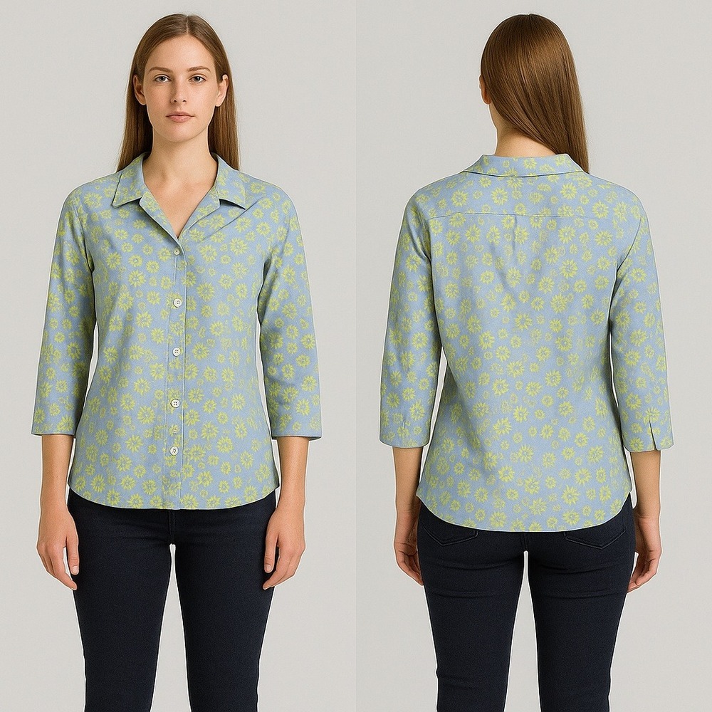 NWT Fresh Produce Womens Bluebell Petite Floral Lawn Shirt Medium